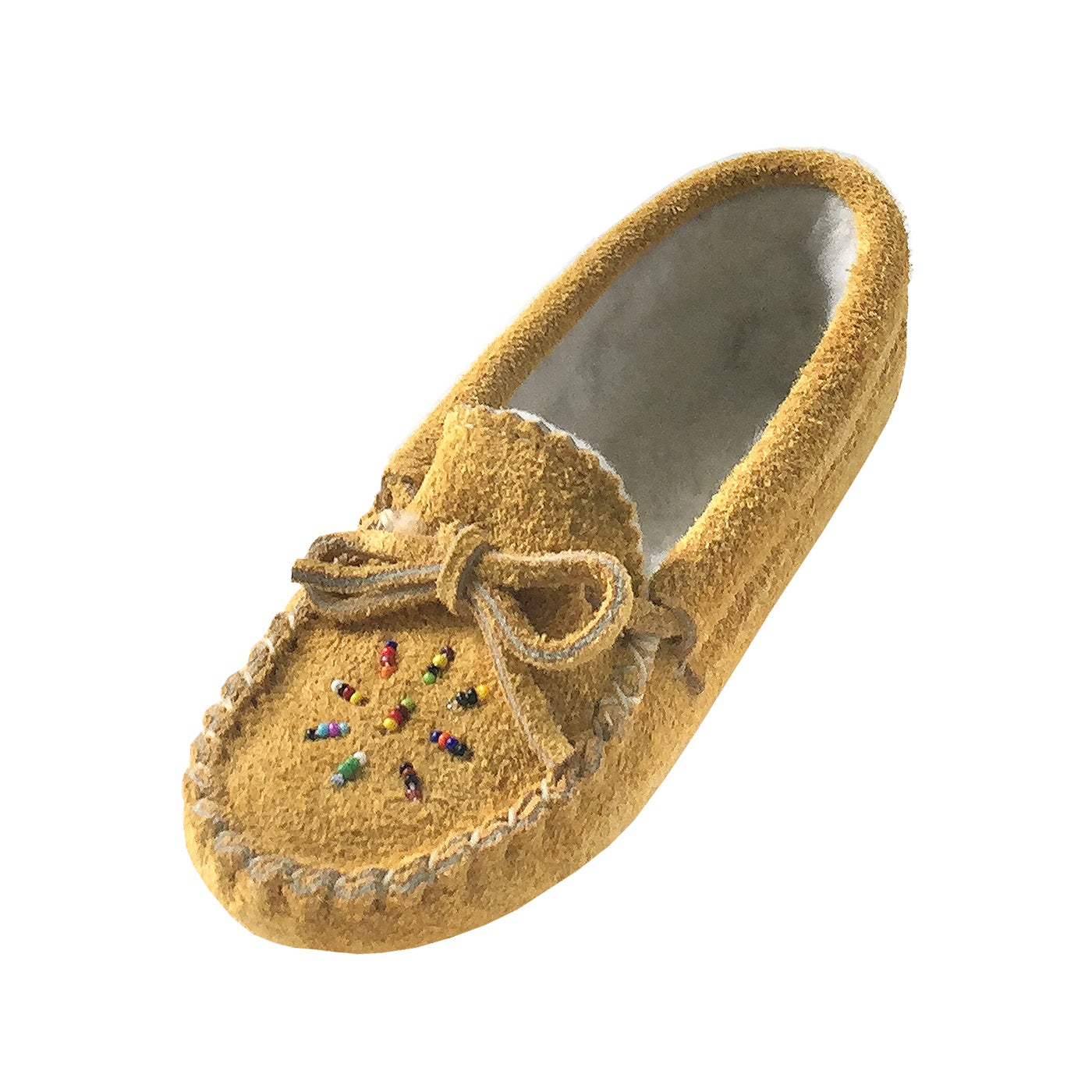Children's Beaded Suede Lined Moccasin Slippers